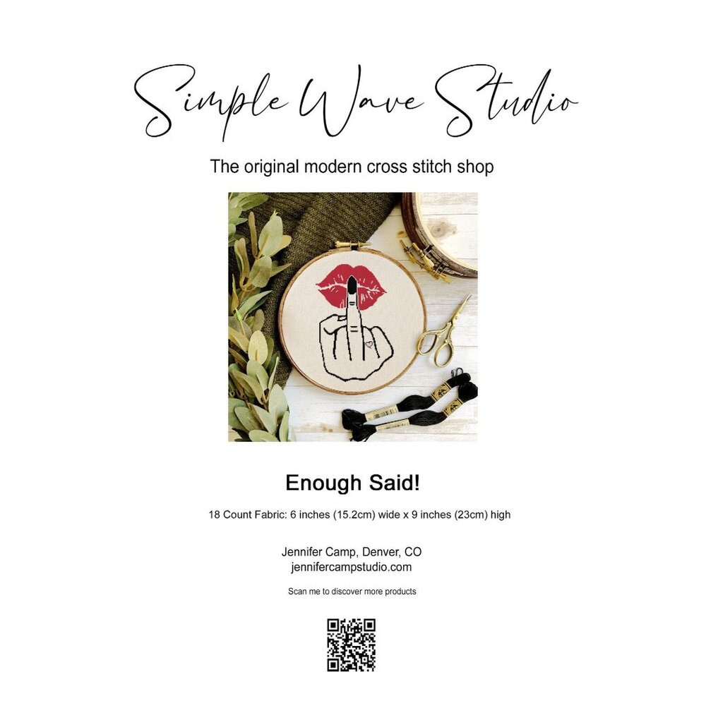 Subversive Middle Finger Red Lips Women Female Feminine Counted Cross Stitch Kit
